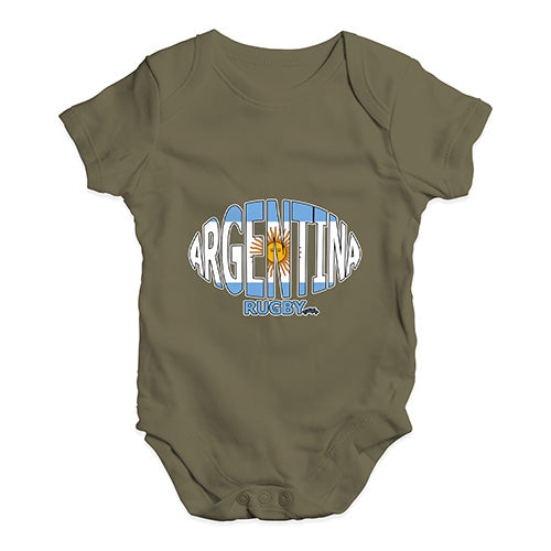 Baby Grow Baby Romper Argentina Rugby Ball Flag Baby Unisex Baby Grow Bodysuit Newborn Khaki