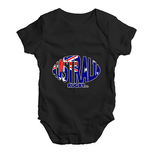 Funny Baby Onesies Australia Rugby Ball Flag Baby Unisex Baby Grow Bodysuit 6-12 Months Black
