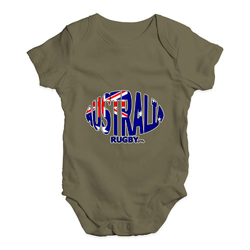 Baby Onesies Australia Rugby Ball Flag Baby Unisex Baby Grow Bodysuit 12-18 Months Khaki