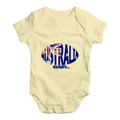 Funny Baby Clothes Australia Rugby Ball Flag Baby Unisex Baby Grow Bodysuit 6-12 Months Lemon