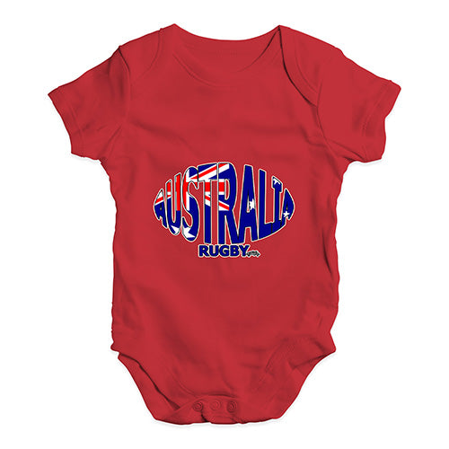 Funny Baby Clothes Australia Rugby Ball Flag Baby Unisex Baby Grow Bodysuit 6-12 Months Red