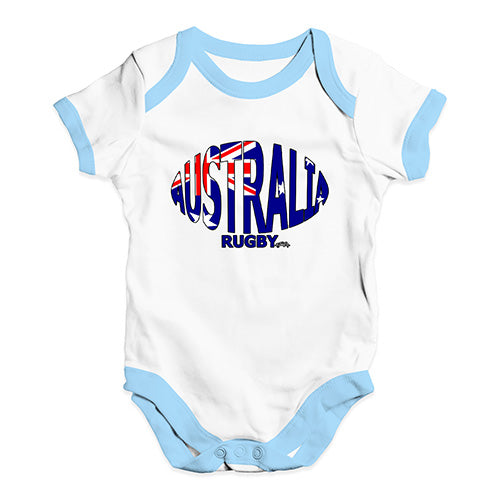 Cute Infant Bodysuit Australia Rugby Ball Flag Baby Unisex Baby Grow Bodysuit 0-3 Months White Blue Trim