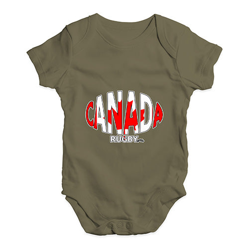 Babygrow Baby Romper Canada Rugby Ball Flag Baby Unisex Baby Grow Bodysuit 12-18 Months Khaki