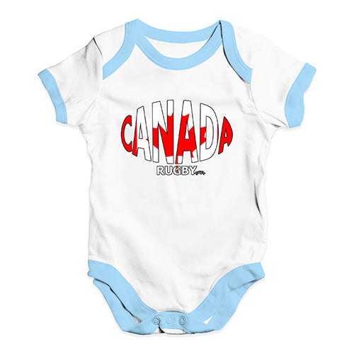 Funny Infant Baby Bodysuit Canada Rugby Ball Flag Baby Unisex Baby Grow Bodysuit 3-6 Months White Blue Trim