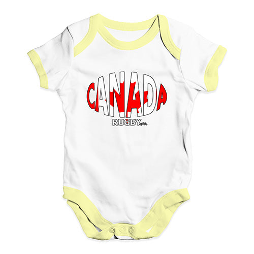 Funny Infant Baby Bodysuit Canada Rugby Ball Flag Baby Unisex Baby Grow Bodysuit 12-18 Months White Yellow Trim