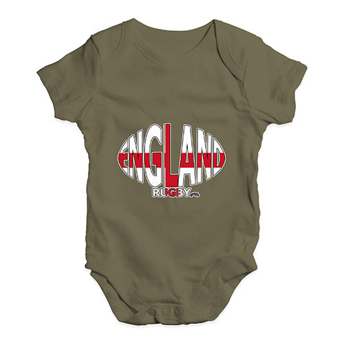 Cute Infant Bodysuit England Rugby Ball Flag Baby Unisex Baby Grow Bodysuit 6-12 Months Khaki