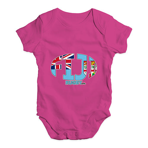 Funny Baby Clothes Fiji Rugby Ball Flag Baby Unisex Baby Grow Bodysuit 6-12 Months Cerise PInk