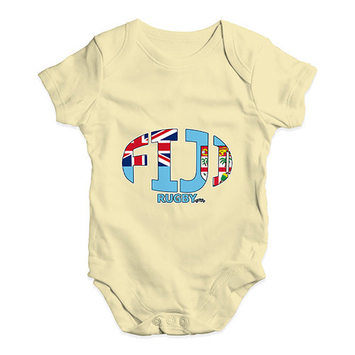 Funny Infant Baby Bodysuit Fiji Rugby Ball Flag Baby Unisex Baby Grow Bodysuit 6-12 Months Lemon