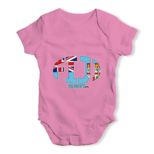 Funny Infant Baby Bodysuit Fiji Rugby Ball Flag Baby Unisex Baby Grow Bodysuit 6-12 Months Pink