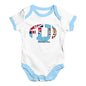 Baby Boy Clothes Fiji Rugby Ball Flag Baby Unisex Baby Grow Bodysuit 6-12 Months White Blue Trim