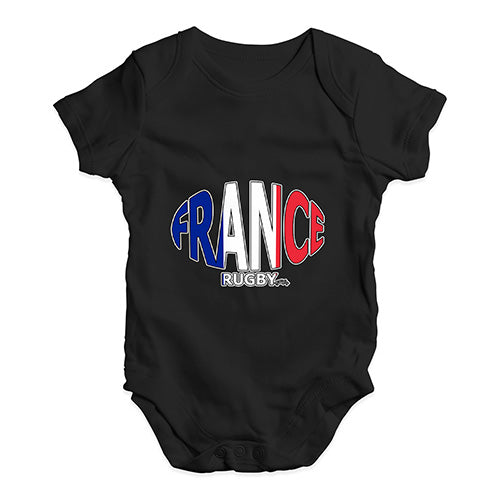 Funny Baby Onesies France Rugby Ball Flag Baby Unisex Baby Grow Bodysuit 0-3 Months Black