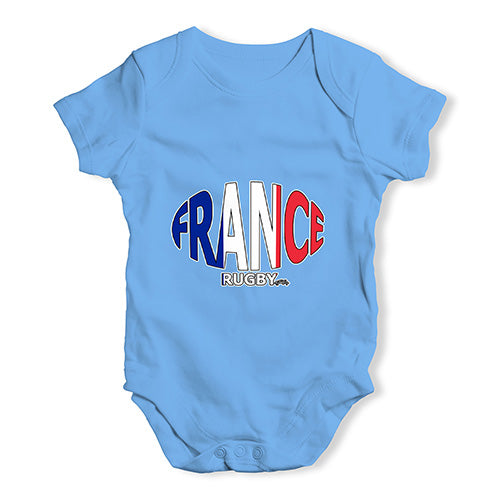 Funny Baby Clothes France Rugby Ball Flag Baby Unisex Baby Grow Bodysuit 3-6 Months Blue
