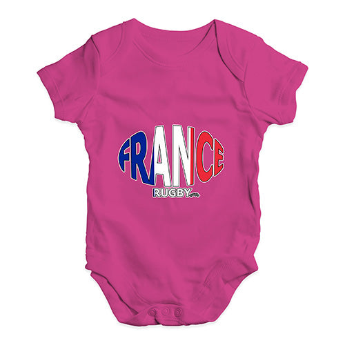 Babygrow Baby Romper France Rugby Ball Flag Baby Unisex Baby Grow Bodysuit 18-24 Months Cerise PInk