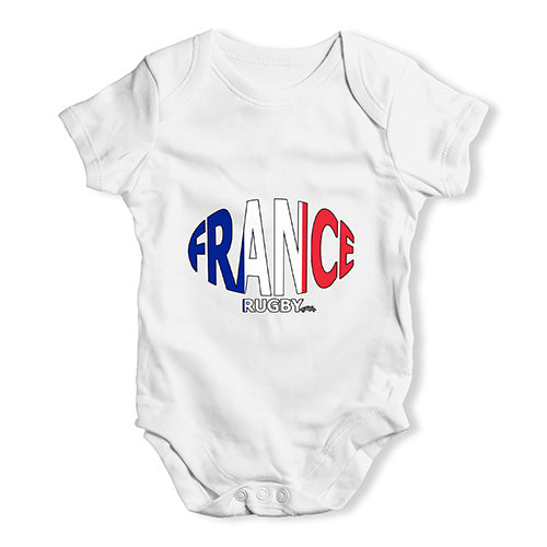 Baby Boy Clothes France Rugby Ball Flag Baby Unisex Baby Grow Bodysuit 6-12 Months White