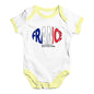 Bodysuit Baby Romper France Rugby Ball Flag Baby Unisex Baby Grow Bodysuit 6-12 Months White Yellow Trim