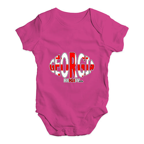 Funny Infant Baby Bodysuit Onesies Georgia Rugby Ball Flag Baby Unisex Baby Grow Bodysuit 12-18 Months Cerise PInk