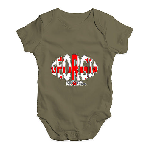 Babygrow Baby Romper Georgia Rugby Ball Flag Baby Unisex Baby Grow Bodysuit Newborn Khaki