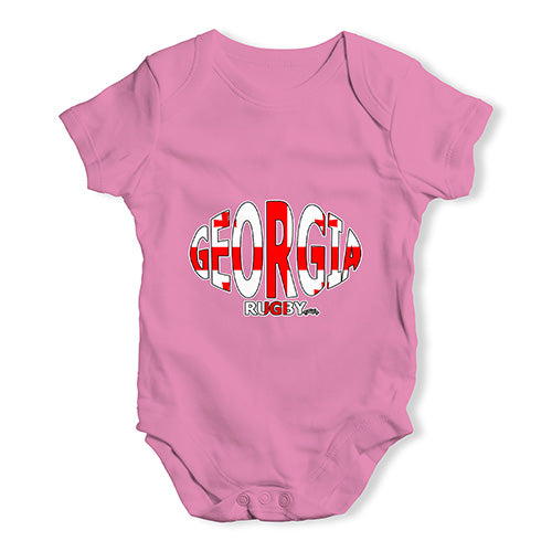 Funny Baby Bodysuits Georgia Rugby Ball Flag Baby Unisex Baby Grow Bodysuit 18-24 Months Pink