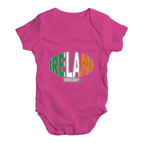 Funny Infant Baby Bodysuit Onesies Ireland Rugby Ball Flag Baby Unisex Baby Grow Bodysuit 0-3 Months Cerise PInk