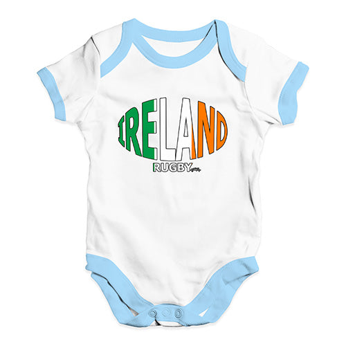 Funny Infant Baby Bodysuit Onesies Ireland Rugby Ball Flag Baby Unisex Baby Grow Bodysuit 3-6 Months White Blue Trim