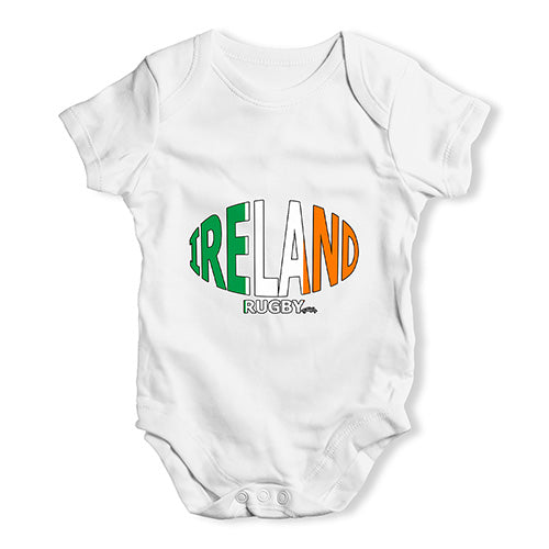 Funny Infant Baby Bodysuit Ireland Rugby Ball Flag Baby Unisex Baby Grow Bodysuit Newborn White