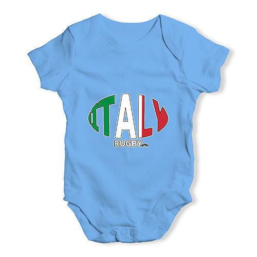 Baby Grow Baby Romper Italy Rugby Ball Flag Baby Unisex Baby Grow Bodysuit Newborn Blue