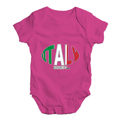 Funny Baby Onesies Italy Rugby Ball Flag Baby Unisex Baby Grow Bodysuit 3-6 Months Cerise PInk