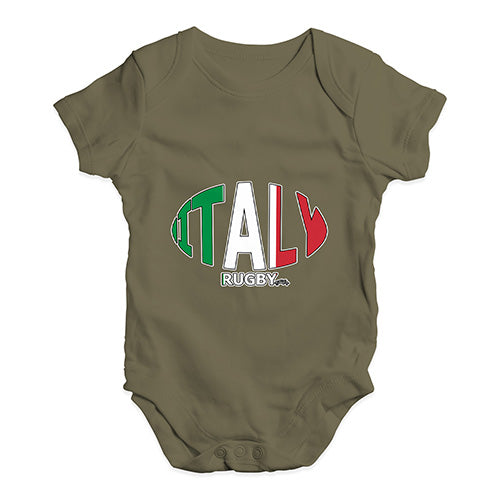 Bodysuit Baby Romper Italy Rugby Ball Flag Baby Unisex Baby Grow Bodysuit 12-18 Months Khaki