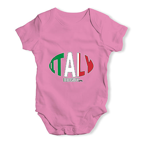 Baby Grow Baby Romper Italy Rugby Ball Flag Baby Unisex Baby Grow Bodysuit 6-12 Months Pink