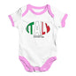 Funny Baby Clothes Italy Rugby Ball Flag Baby Unisex Baby Grow Bodysuit 12-18 Months White Pink Trim