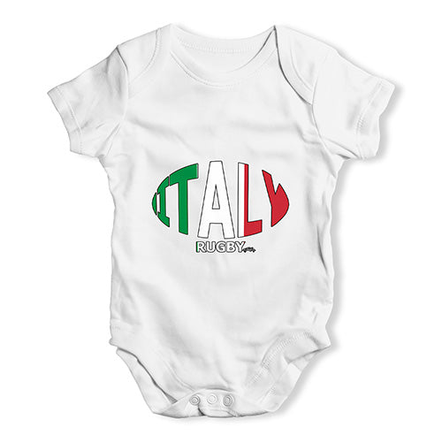 Funny Infant Baby Bodysuit Onesies Italy Rugby Ball Flag Baby Unisex Baby Grow Bodysuit 3-6 Months White