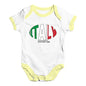 Funny Baby Onesies Italy Rugby Ball Flag Baby Unisex Baby Grow Bodysuit 12-18 Months White Yellow Trim