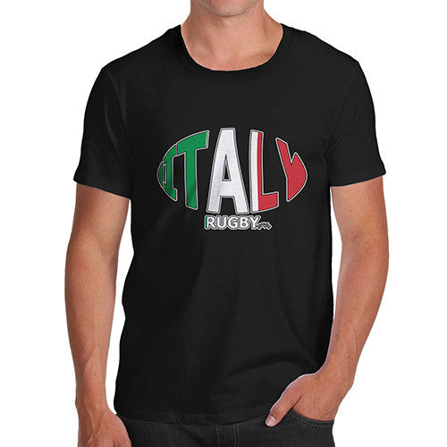 Men's Italy Rugby Ball Flag T-Shirt