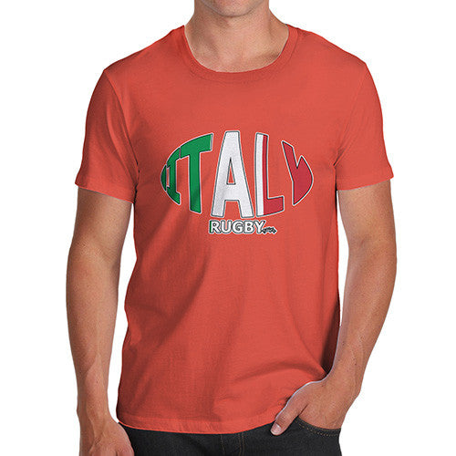 Men's Italy Rugby Ball Flag T-Shirt