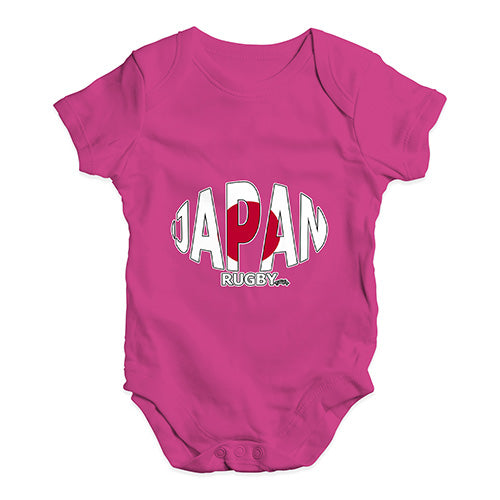 Funny Baby Clothes Japan Rugby Ball Flag Baby Unisex Baby Grow Bodysuit 6-12 Months Cerise PInk