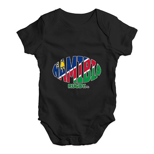 Funny Infant Baby Bodysuit Namibia Rugby Ball Flag Baby Unisex Baby Grow Bodysuit Newborn Black