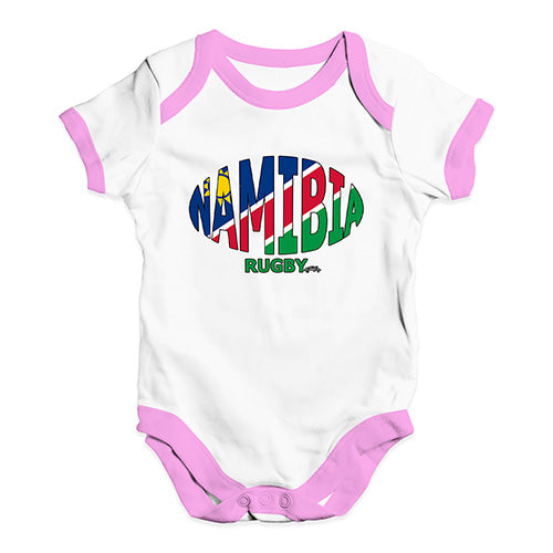 Cute Infant Bodysuit Namibia Rugby Ball Flag Baby Unisex Baby Grow Bodysuit Newborn White Pink Trim