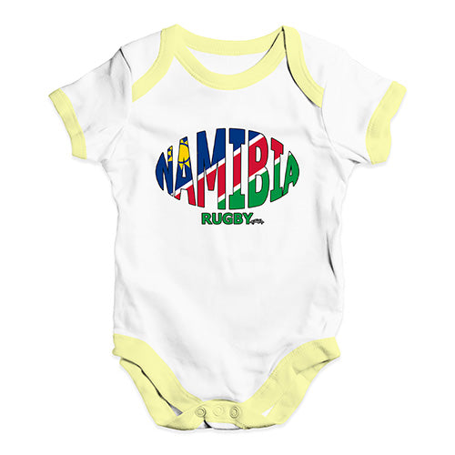 Baby Onesies Namibia Rugby Ball Flag Baby Unisex Baby Grow Bodysuit 3-6 Months White Yellow Trim