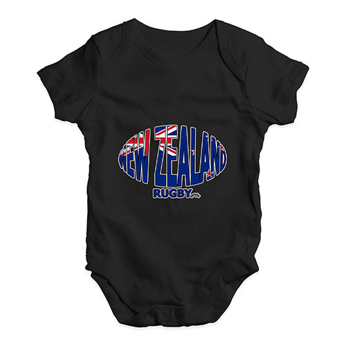 Funny Baby Bodysuits New Zealand Rugby Ball Flag Baby Unisex Baby Grow Bodysuit 12-18 Months Black