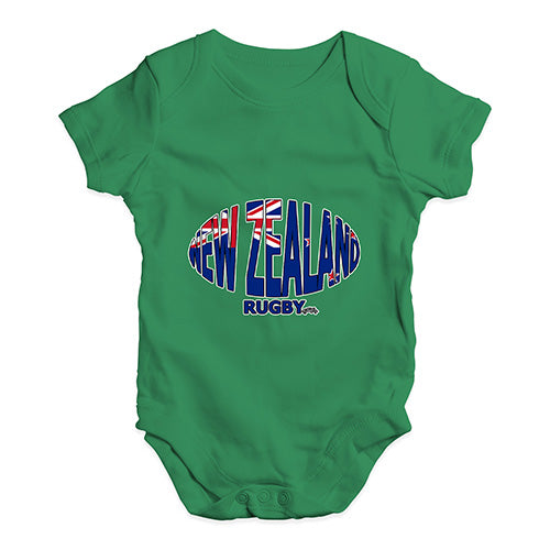 Funny Baby Clothes New Zealand Rugby Ball Flag Baby Unisex Baby Grow Bodysuit 6-12 Months Green