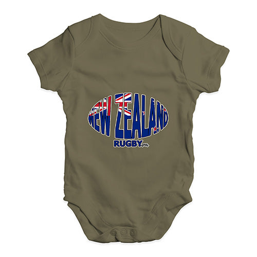 Cute Infant Bodysuit New Zealand Rugby Ball Flag Baby Unisex Baby Grow Bodysuit Newborn Khaki