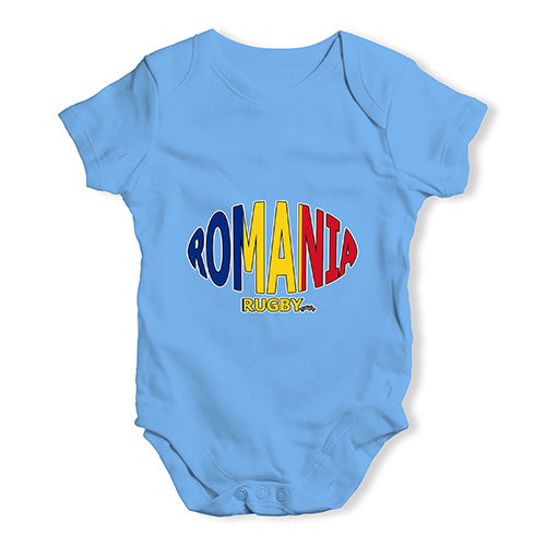 Funny Baby Clothes Romania Rugby Ball Flag Baby Unisex Baby Grow Bodysuit 0-3 Months Blue