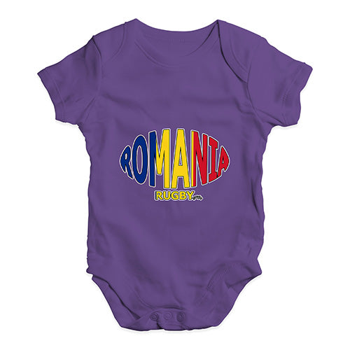 Babygrow Baby Romper Romania Rugby Ball Flag Baby Unisex Baby Grow Bodysuit 3-6 Months Plum