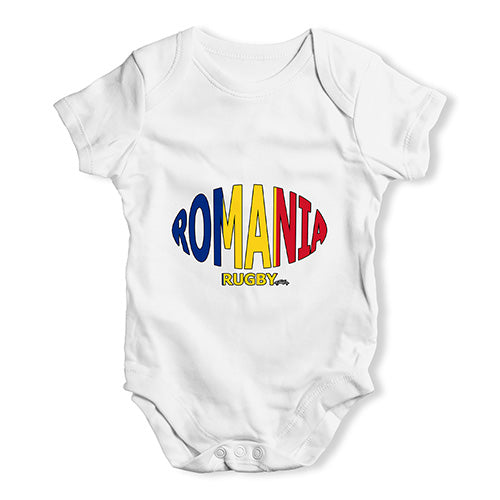 Funny Infant Baby Bodysuit Romania Rugby Ball Flag Baby Unisex Baby Grow Bodysuit Newborn White