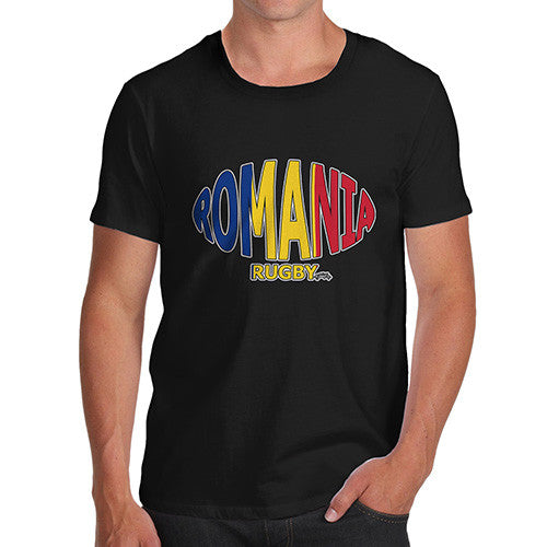 Men's Romania Rugby Ball Flag T-Shirt