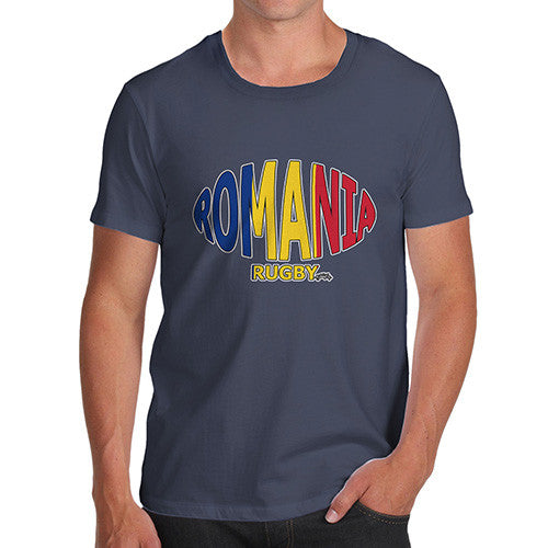 Men's Romania Rugby Ball Flag T-Shirt