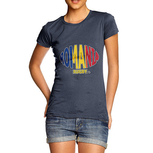 Women's Romania Rugby Ball Flag T-Shirt