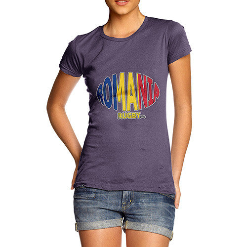 Women's Romania Rugby Ball Flag T-Shirt