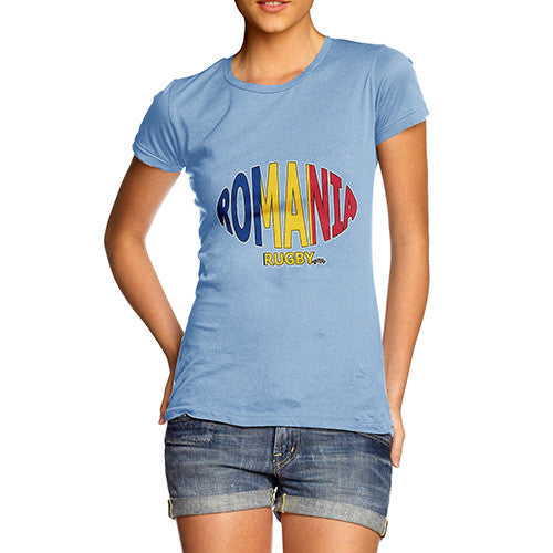 Women's Romania Rugby Ball Flag T-Shirt