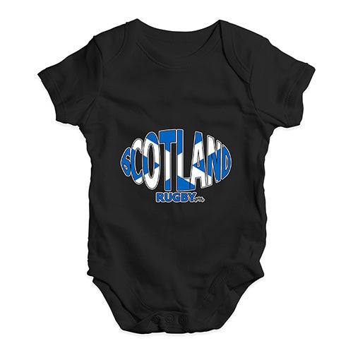 Funny Infant Baby Bodysuit Onesies Scotland Rugby Ball Flag Baby Unisex Baby Grow Bodysuit 0-3 Months Black